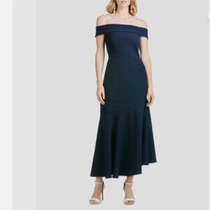Sachin & Babi Navy Blue Lily Off The Shoulder Asymmetrical Cocktail Dress Nwt 8